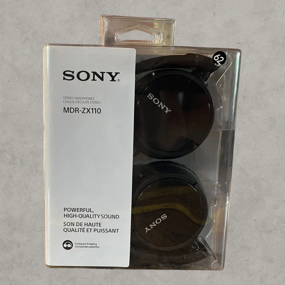Sony MDR-ZX110 Wired On-Ear Headphones Black‎ Compact Folding Stereo Headset